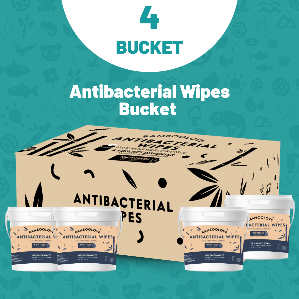 Bamboo Antibacterial Wipes |  4 Bucket